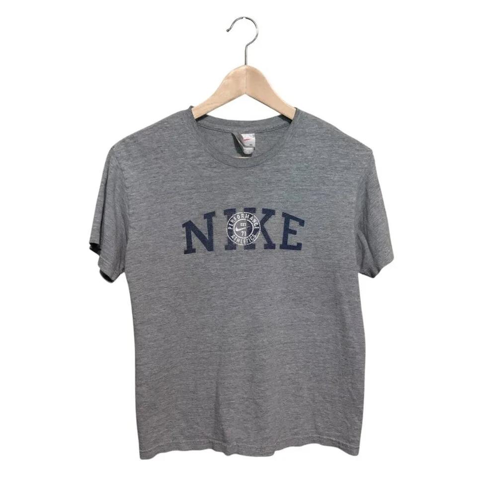 VTG Y2K Nike Women’s‎ T-Shirt Gray Nike Logo Short Sleeve 100% Cotton Sz M Gorp